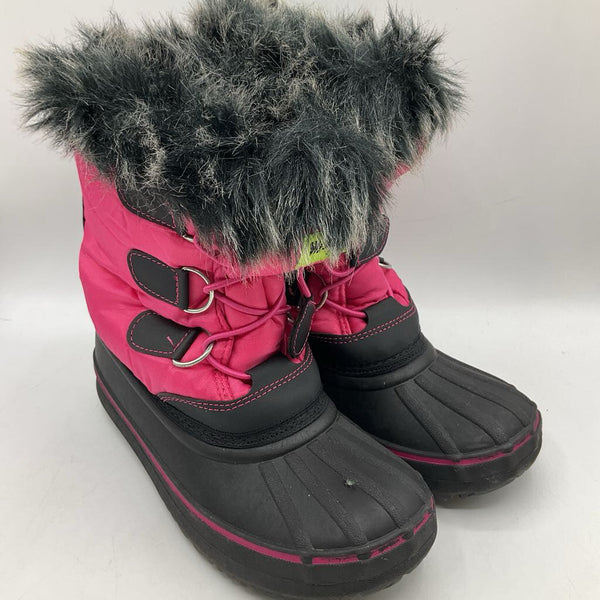 Size 3Y: Western Chief Black/Pink Toggle Strap Snow Boots