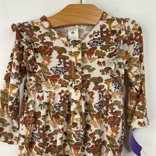 Size 12-18m: Kate Quinn White/Brown Mushrooms Print Romper