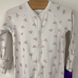 Size 9m: Ralph Lauren White/Pink Bear 1pc Footy PJs
