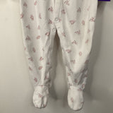 Size 9m: Ralph Lauren White/Pink Bear 1pc Footy PJs