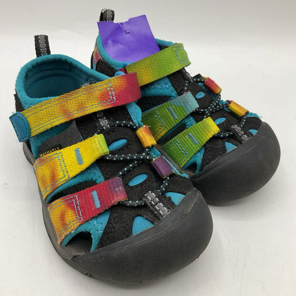 Size 7: Keen Blue/Colorful Velcro Strap Sandals