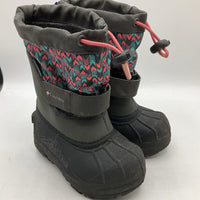 Size 8: Columbia Black/Pink Patterned Snow Boots