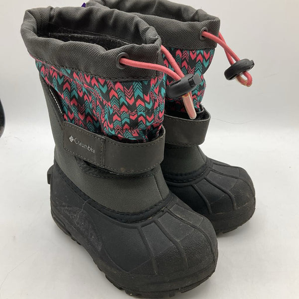Size 8: Columbia Black/Pink Patterned Snow Boots