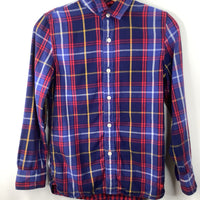 Size 11-12: Mini Boden Blue/Red Plaid Collared Button-Up Long Sleeve Shirt