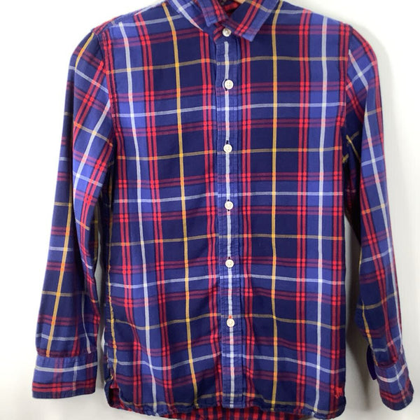 Size 11-12: Mini Boden Blue/Red Plaid Collared Button-Up Long Sleeve Shirt