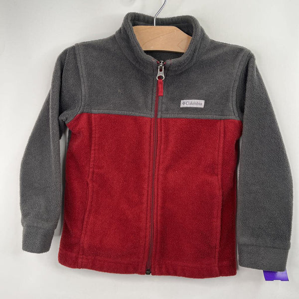 Size 4: Columbia Grey/Red Zip-Up Fleece Coat
