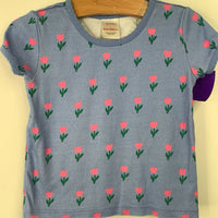 Size 4 (100): Hanna Andersson Blue/Pink Tulips T-Shirt