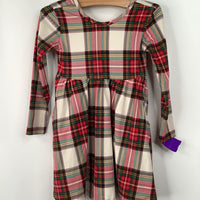 Size 3 (90): Hanna Andersson Creme/Red/Green Plaid Long Sleeve Dress