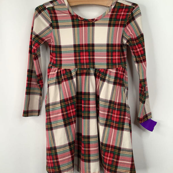 Size 3 (90): Hanna Andersson Creme/Red/Green Plaid Long Sleeve Dress