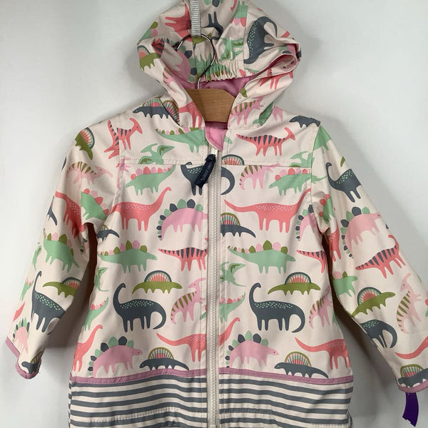 Size 2: Stephen Joseph White/Colorful Dinosaurs Zip-Up Rain Coat