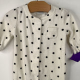 Size 0-3m: Gap White/Black Polka Dot Fleece 1pc Footy PJs