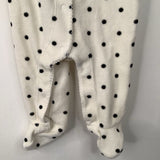 Size 0-3m: Gap White/Black Polka Dot Fleece 1pc Footy PJs