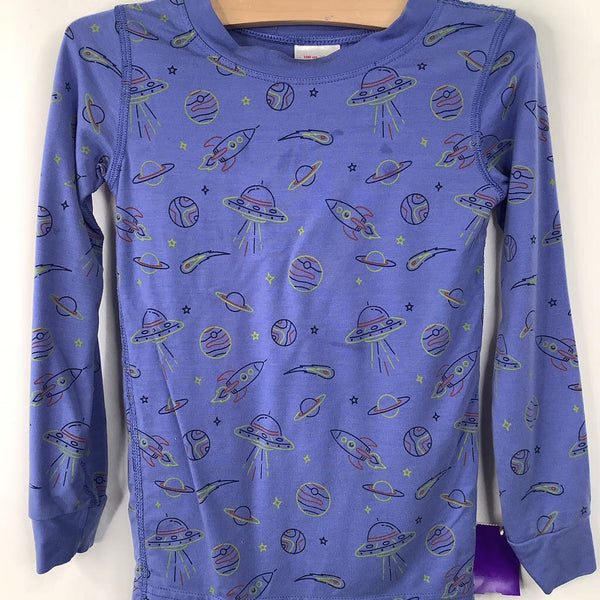 Size 4 (100): Hanna Andersson Blue/Colorful Space Print 2pc PJs