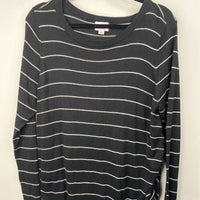 Size L: Isabell Black/White Striped Long Sleeve Shirt