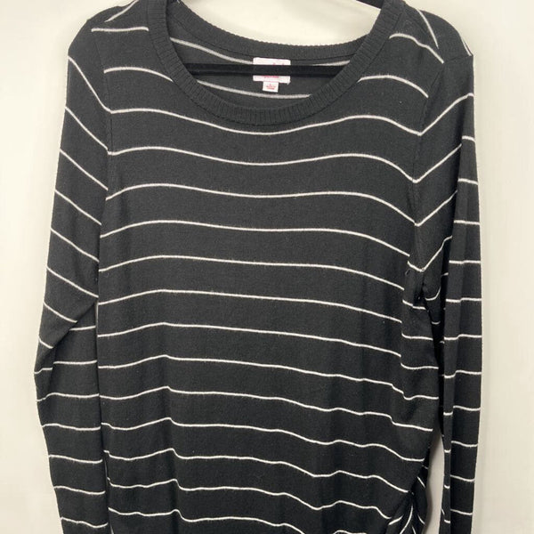 Size L: Isabell Black/White Striped Long Sleeve Shirt