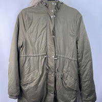 Size S: H&M Green Fuzzy Hooded Zip-Up Winter Coat