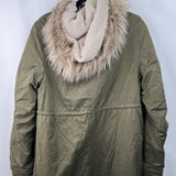 Size S: H&M Green Fuzzy Hooded Zip-Up Winter Coat