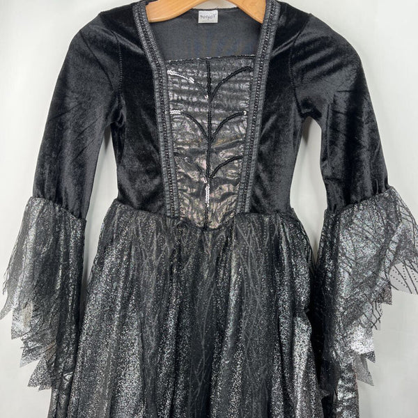 Size 8-10 (M): Spirit Halloween Black/Silver Shimmery Witch Dress
