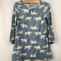 Size 5 (110): Hanna Andersson Blue/White Polar Bear Long Sleeve Night Gown