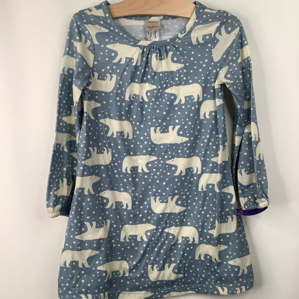 Size 5 (110): Hanna Andersson Blue/White Polar Bear Long Sleeve Night Gown