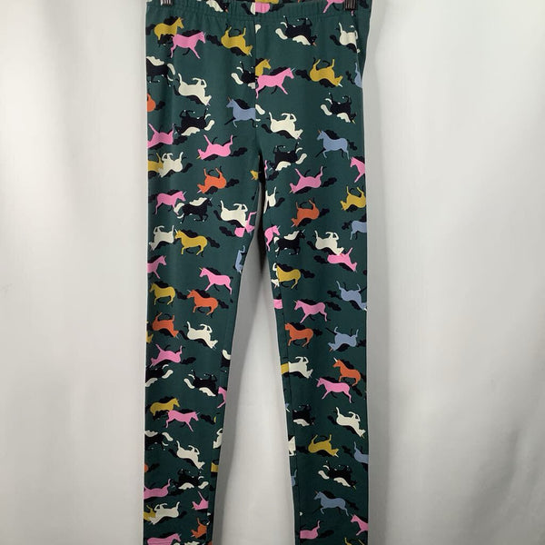 Size 12 (150): Hanna Andersson Green/Colorful Unicorns Leggings
