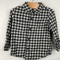 Size 3: Gap Black/White Checkered Collared Button-Up Long Sleeve Shirt