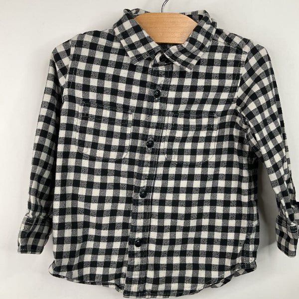 Size 3: Gap Black/White Checkered Collared Button-Up Long Sleeve Shirt