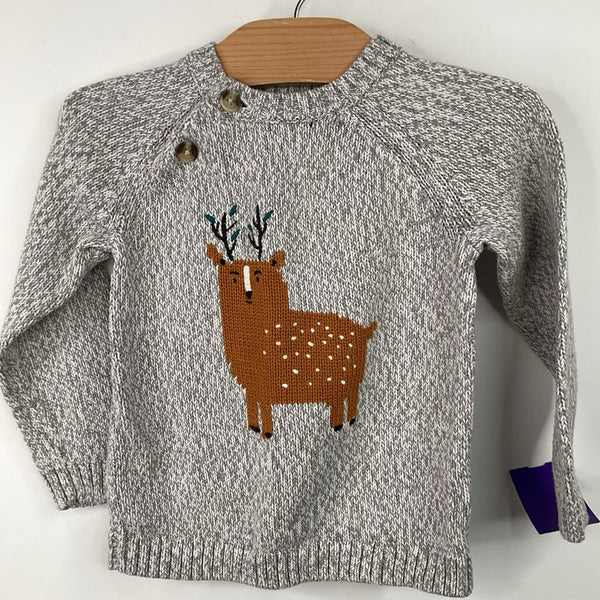 Size 18-24m: Tea Grey Deer Print Knitted Sweater