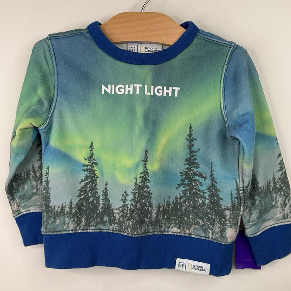 Size 2: Gap Green/Blue "Night Light" Sweatshirt