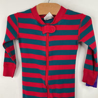 Size 18-24m (80): Hanna Andersson Teal/Red Striped 1pc PJs