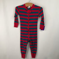 Size 18-24m (80): Hanna Andersson Teal/Red Striped 1pc PJs