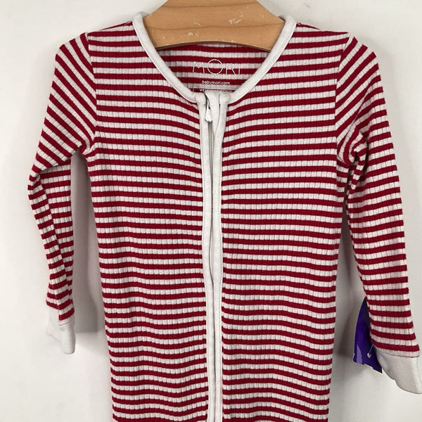 Size 12-18m: Mori Red/White Striped 1pc PJs