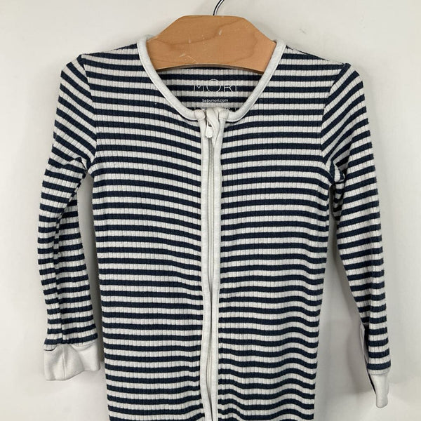 Size 12-18m: Mori Blue/White Striped 1pc PJs