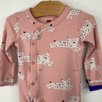 Size 0-3m: Tea Pink Cat Print 1pc Footy PJs