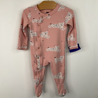 Size 0-3m: Tea Pink Cat Print 1pc Footy PJs