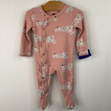 Size 0-3m: Tea Pink Cat Print 1pc Footy PJs