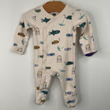 Size NB: Tea White Fish Print 1pc Footy PJs
