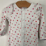 Size 3-6m: Baby Boden White/Pink Hearts 1pc Footy PJs