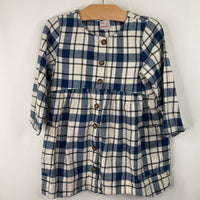 Size 4 (100): Hanna Andersson Blue/White Checkered Long Sleeve Dress