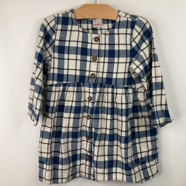 Size 4 (100): Hanna Andersson Blue/White Checkered Long Sleeve Dress