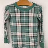 Size 4 (100): Hanna Andersson White/Green Plaid 2pc PJs