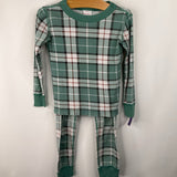 Size 4 (100): Hanna Andersson White/Green Plaid 2pc PJs