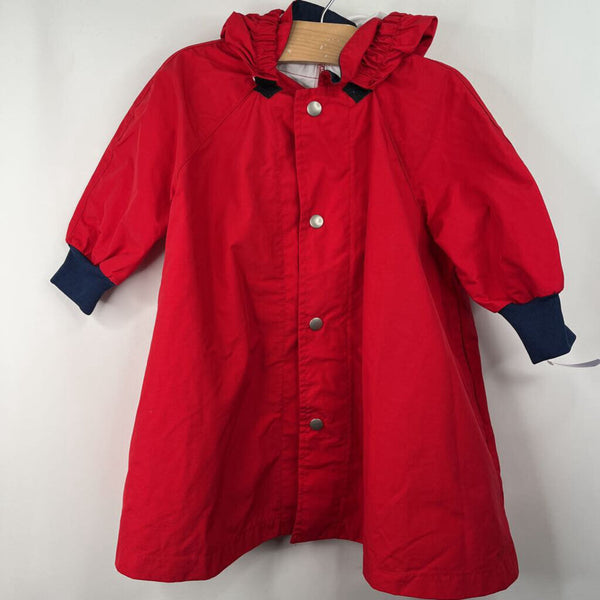 Size 2-3: Red Button-Up Long Rain Coat