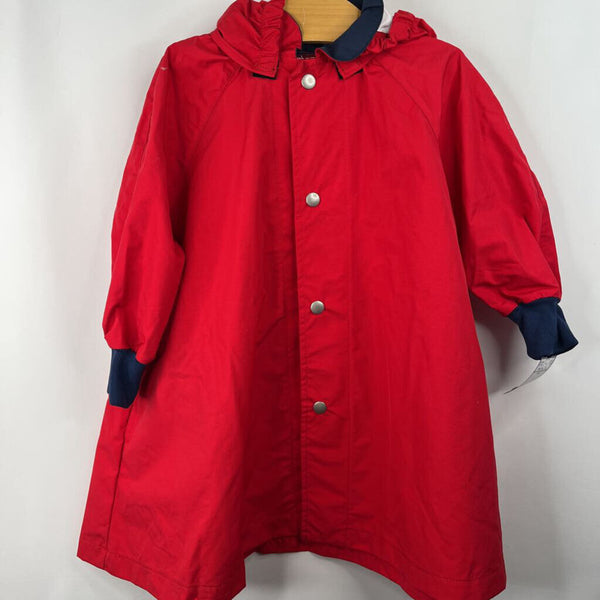 Size 3-4: Red Button-Up Long Rain Coat