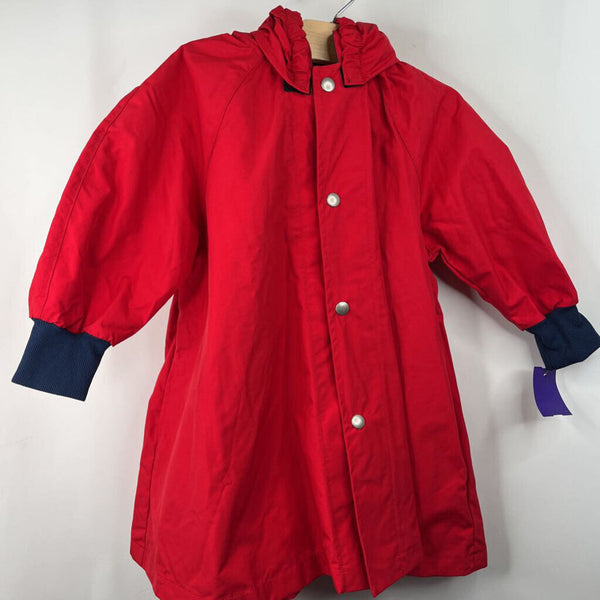 Size 4-5: Red Button-Up Long Rain Coat