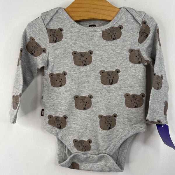 Size 6-9m: Tea Grey Bear Print Long Sleeve Onesie