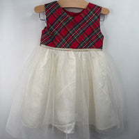 Size 4: Blueberi Boulevard Red Plaid/White Tulle Tank Dress w/ Red Coat