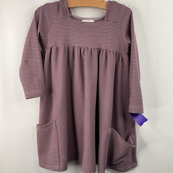 Size 4: Vignette Purple/White Striped Long Sleeve Dress