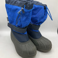 Size 4Y: Columbia Blue/Black Waterproof Velcro Strap/Toggle Snow Boots