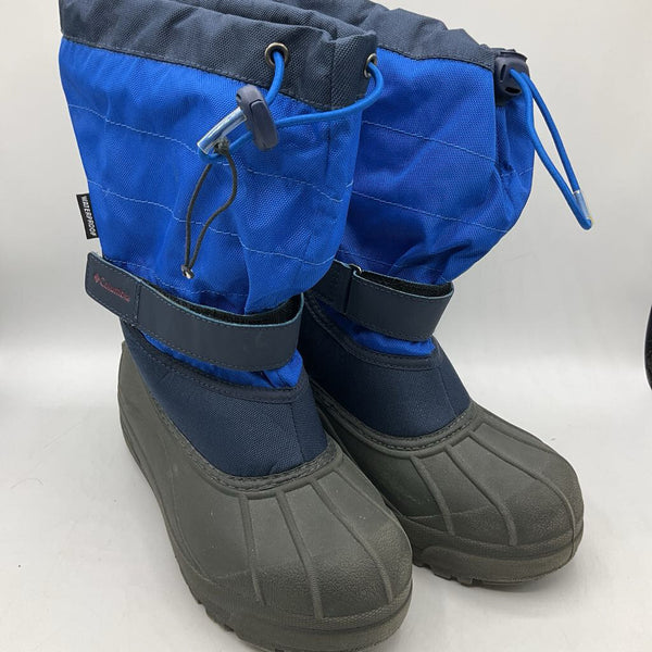 Size 4Y: Columbia Blue/Black Waterproof Velcro Strap/Toggle Snow Boots